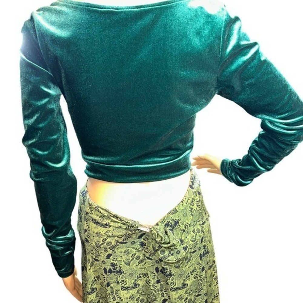 Womens Long Sleeve Lace Up Corset Top Size S Velvet Romantic‎ Goth Fairy Forest - Picture 8 of 13